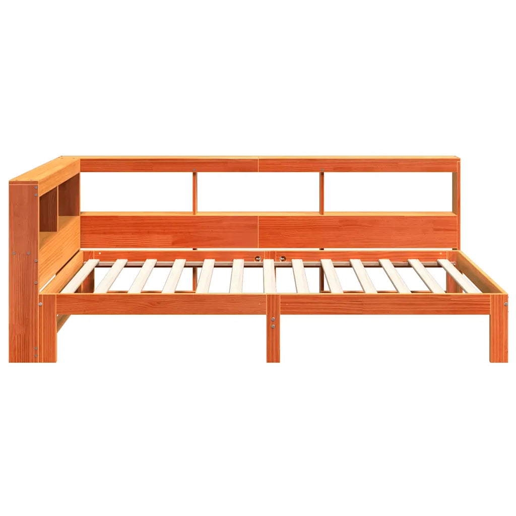 Letto Libreria senza Materasso Marrone Cera 90x190 cm in Pino 3324405