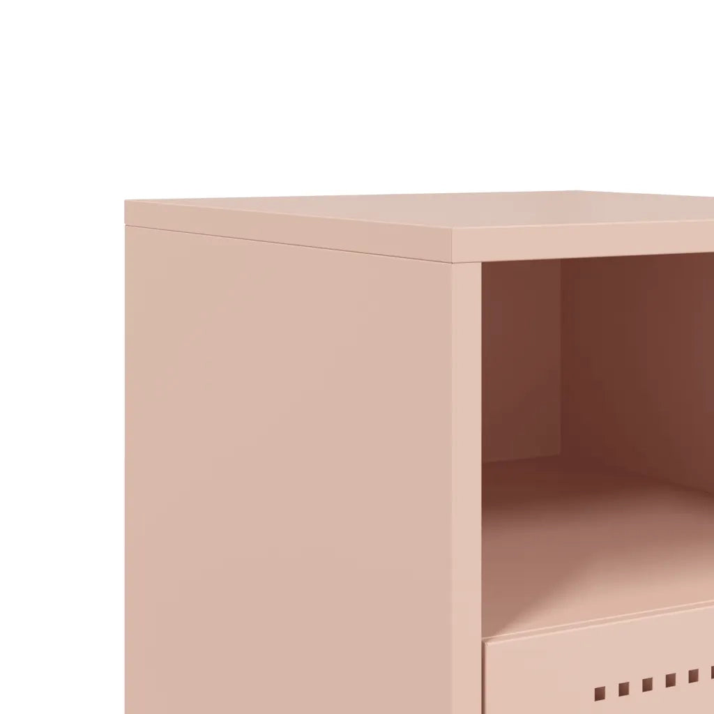 Set di 2 Comodini | Armadio da Notte | Mobiletto da notte Rosa 36x39x60,5 cm in Acciaio