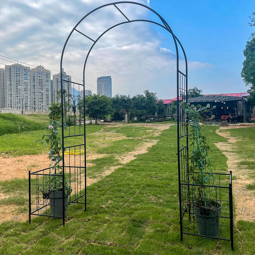 Arche per giardino in metallo - Xylo - 7.15ft nero per piante rampanti/matrimonio/prato