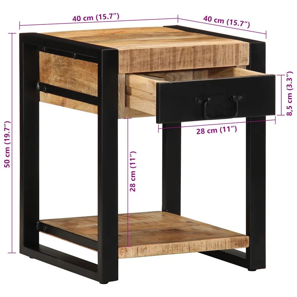 vidaXL Tavolino 40x40x50 cm in Legno Grezzo Massello di Mango