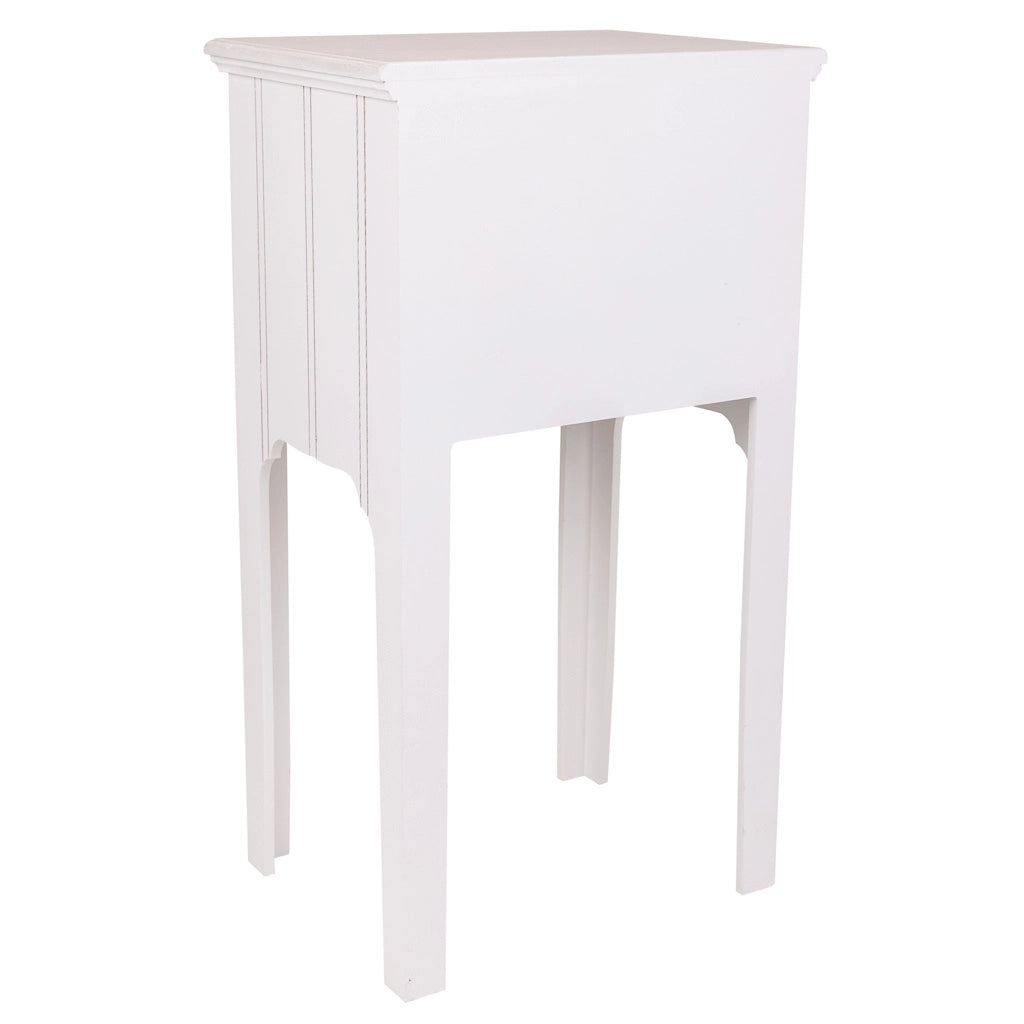 Comodino in legno con 2 cassetti bianchi 38x28x69.