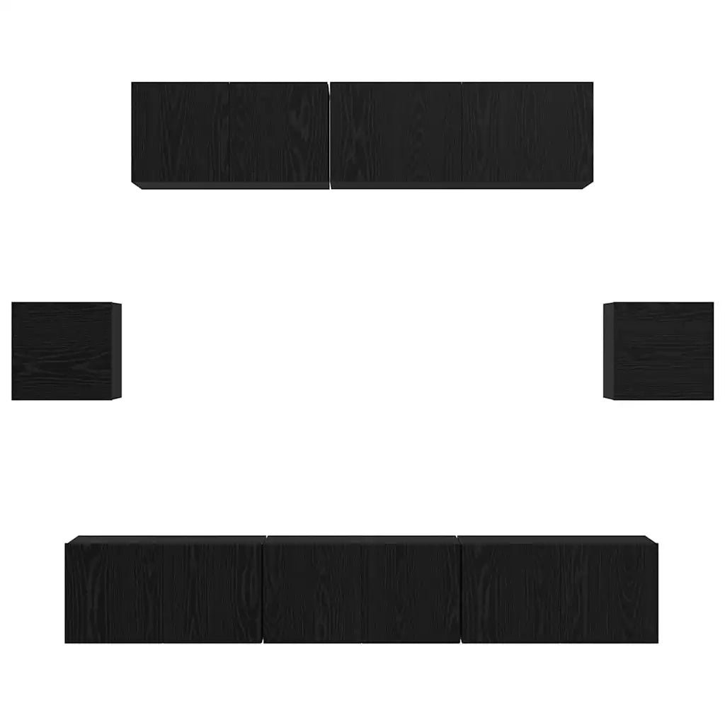 vidaXL Set mobile TV 7 pcs Rovere nero 80 x 30 x 30 cm