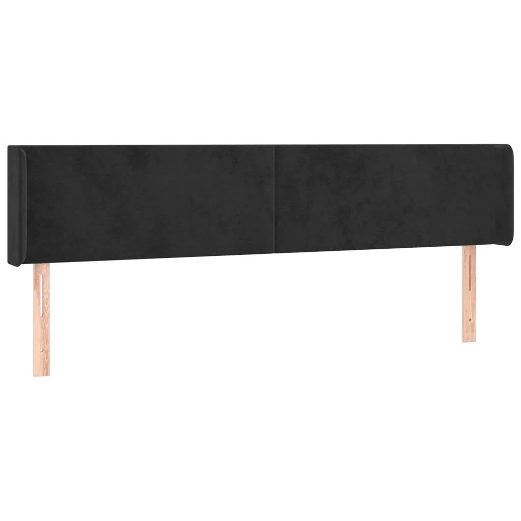 Testiera a LED Nera 163x16x78/88 cm in Velluto 3123012