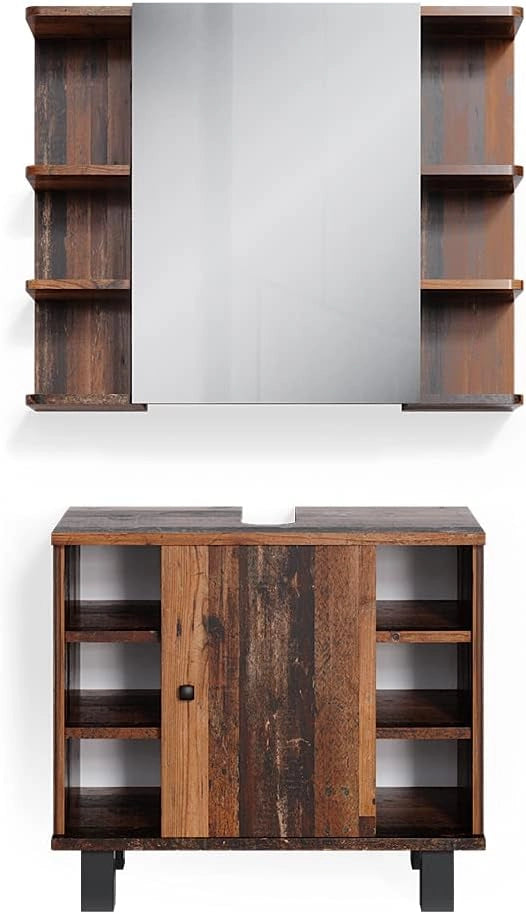 Armoire haute Placard Meuble de salle de bains Fynn style ancien