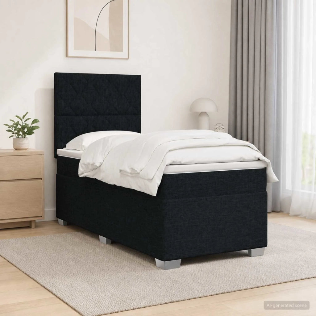 Letto box spring con materasso Nero 80 x 200 cm Tessuto 3454749
