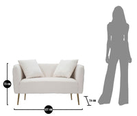 Divanetto Bucarest Crema 127x74x73 cm Legno e Spugna e Tessuto e Metallo Crema e Oro