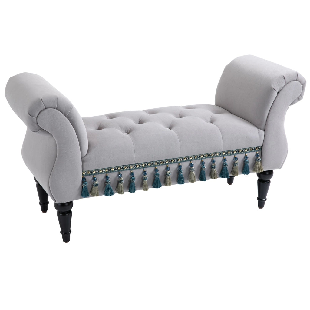 Panca Imbottita con Braccioli e Struttura in Legno ¨C zephmum ¨C Grigio Chiaro 117x40x58