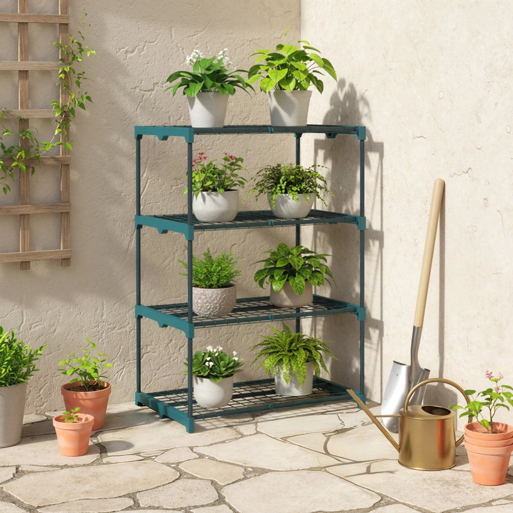 Libreria per Piante a 4 Livelli ¨C Zephmum ¨C Verde 67x49x105 cm