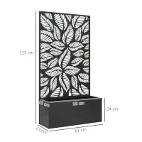 Fioriera Rialzata con Traliccio Decorativo per Rampicanti, da Terra e Parete, 61x23x113 cm, Nero