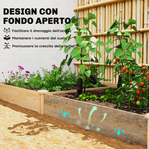 Orto in Cassetta 235x121x26 cm con Divisorio Centrale e Fondo Aperto in Legno di Abete