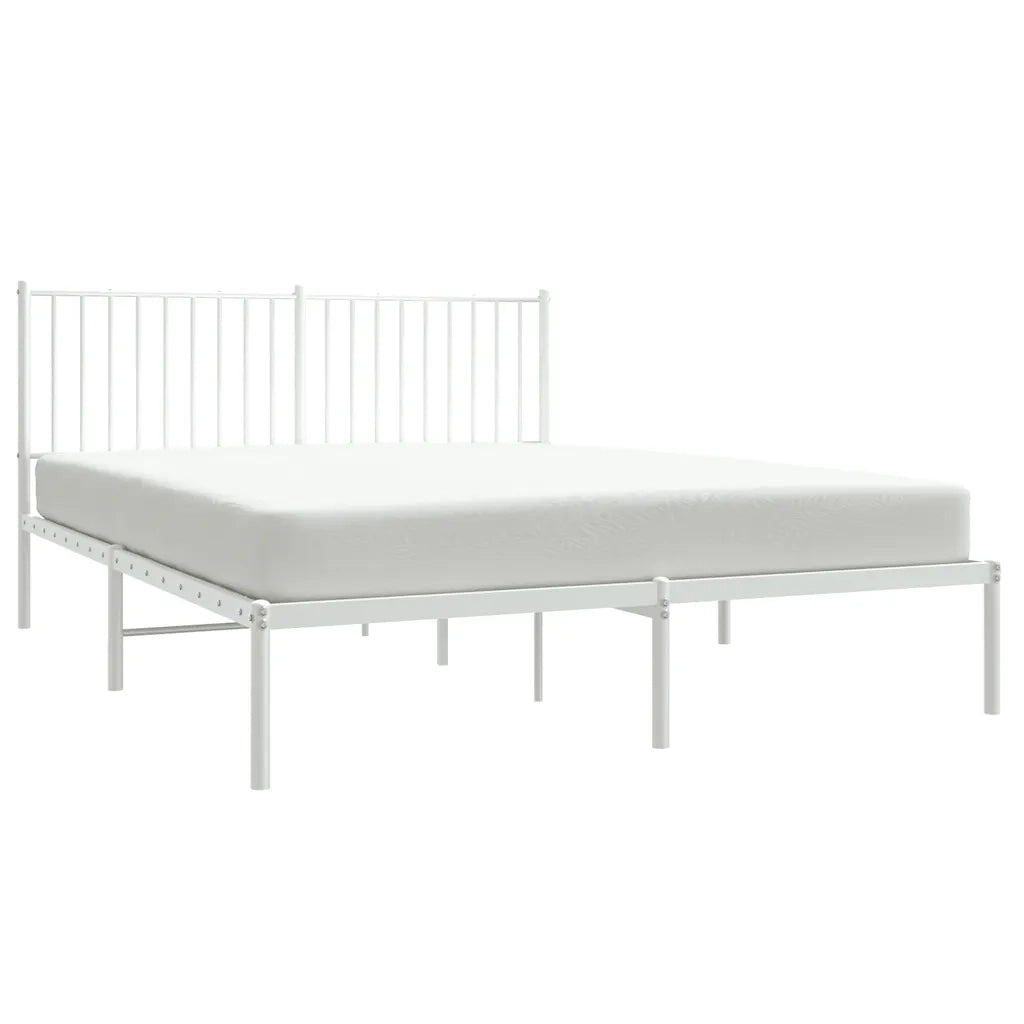 Giroletto con Testiera Metallo Bianco 160x200 cm 350934