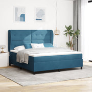 Letto con Materasso Box Spring Blu Scuro 180x200 cm Velluto