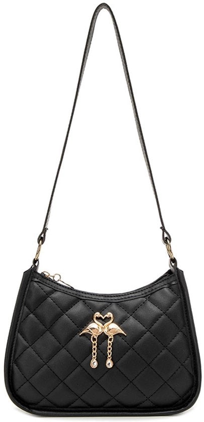 Borsa a Mano Piccola - Tas Schiena Donna - Finta Pelle - Retro 90s - Nero - 20 x 6 x 13 cm