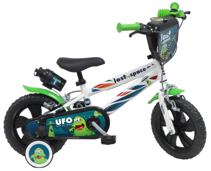 Bicicletta per Bambino 12" 2 Freni Gomme in EVA Ufo Bianca/Verde