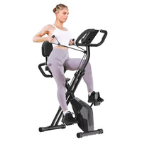 Cyclette pieghevole per la casa - RATTANTREE - Portante 150 kg, portata con resistenza magnetica regolabile e display LCD fitness bike con sensori a pulsazioni manuali - Nero