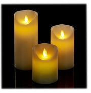 Set di candele LED a batterie - 3 pezzi - timer - fiamma oscillante e lampeggiante - con batterie - rotondo