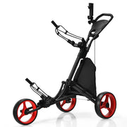 Carrello da golf pieghevole 121 x 70 x 114 cm 3 ruote leggero facile da manovrare alluminio rosso 20_0011335