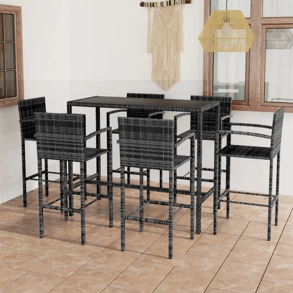 Set da Bar da Giardino 7 pz in Polyrattan Grigio 3064847