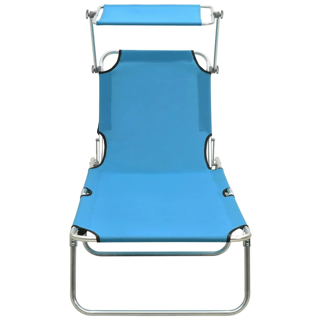 Lettino prendisole sedia a sdraio lettino prendisole letto da giardino mobili da giardino mobili da esterno pieghevoli con baldacchino acciaio turchese e blu 02_0012815