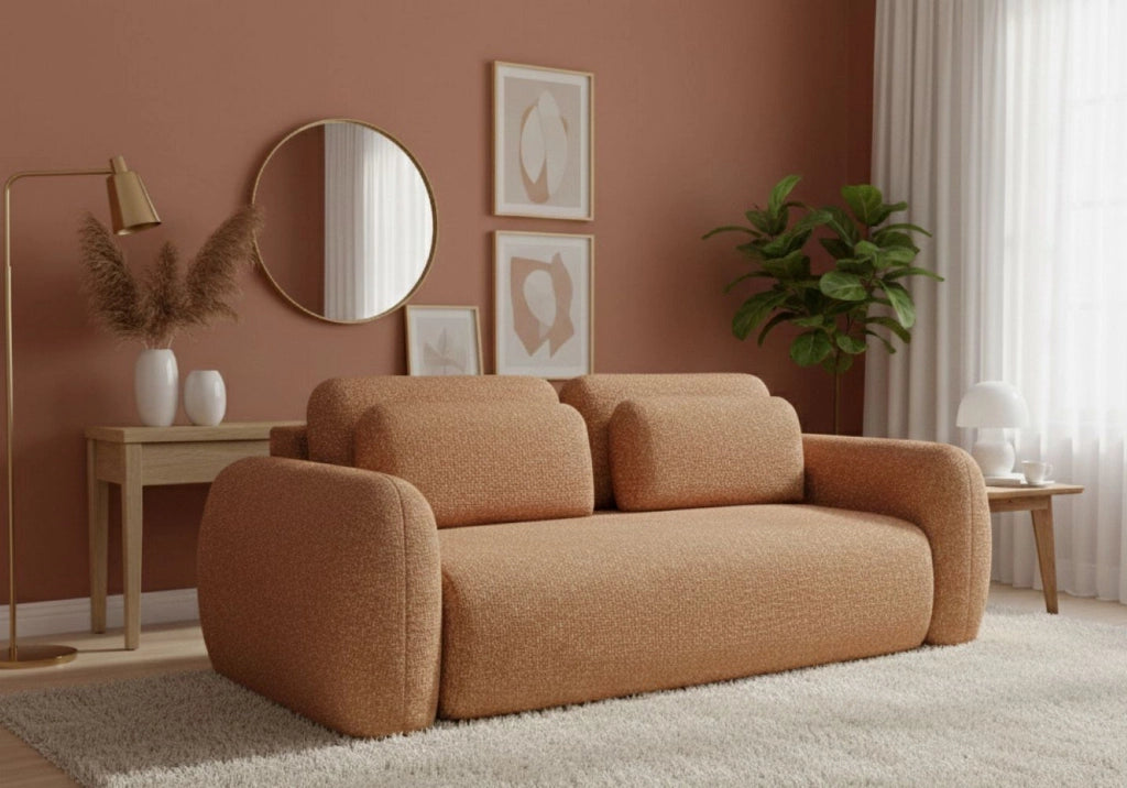 Sessame, Divano Letto 3 Posti Contenitore, 266x121 cm Arancione