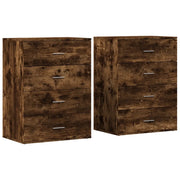 Credenze 2 pz | Madia | Buffet da pranzo | Armadio da pranzo Rovere Fumo 60x39x80 cm in Legno Multistrato