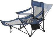 Sedia da Campeggio Pieghevole con Pedane Removibili Porta Bicchieri Borsa da Trasporto Sedia da Spiaggia Blu Sedia da Giardino Pieghevole in Alluminio