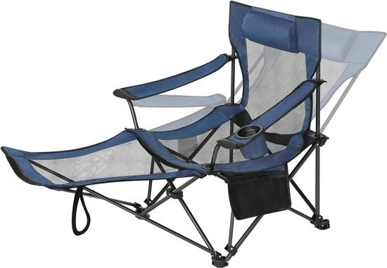 Sedia da Campeggio Pieghevole con Pedane Removibili Porta Bicchieri Borsa da Trasporto Sedia da Spiaggia Blu Sedia da Giardino Pieghevole in Alluminio