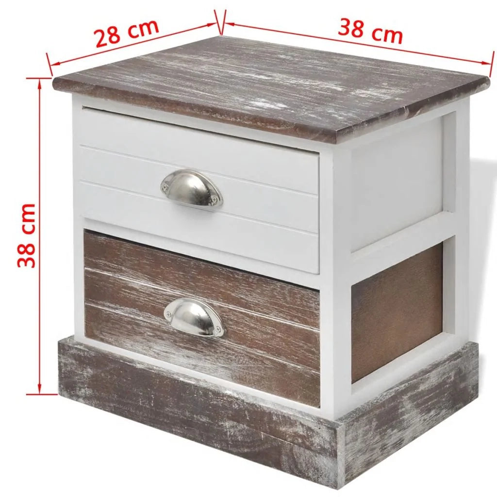 Comodino comodino cassettiera mobili per camera da letto 2 pezzi marrone e bianco 1402142