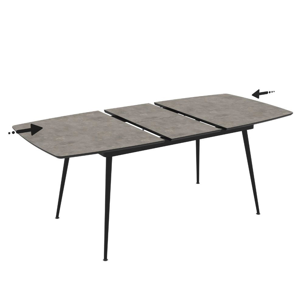 Tavolo allungabile Yense colore cemento con gambe nere 145x80x75H