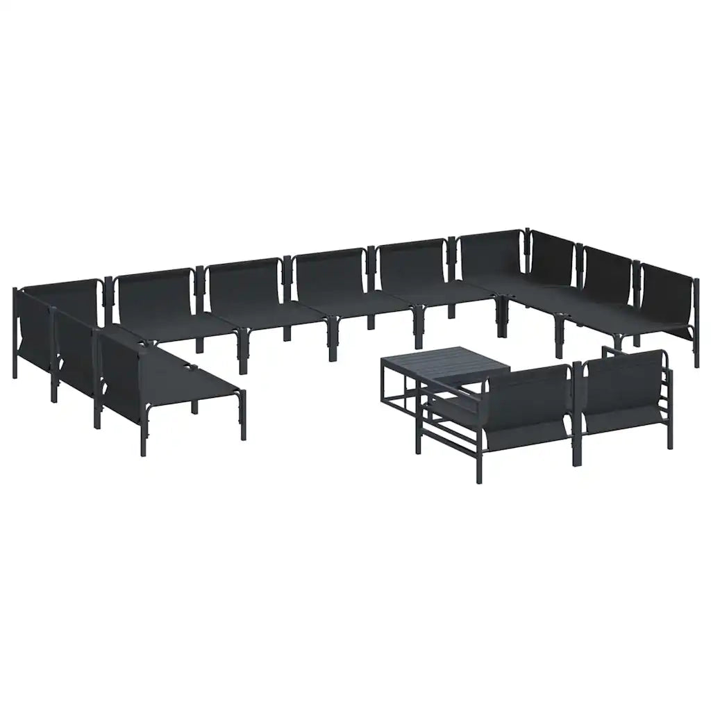 Set Divano da Giardino con cuscino 13 pcs Nero Acciaio 3379027