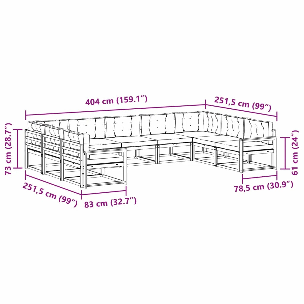 Set di divani da esterno 9 pz Bianco e Antracite 3387041