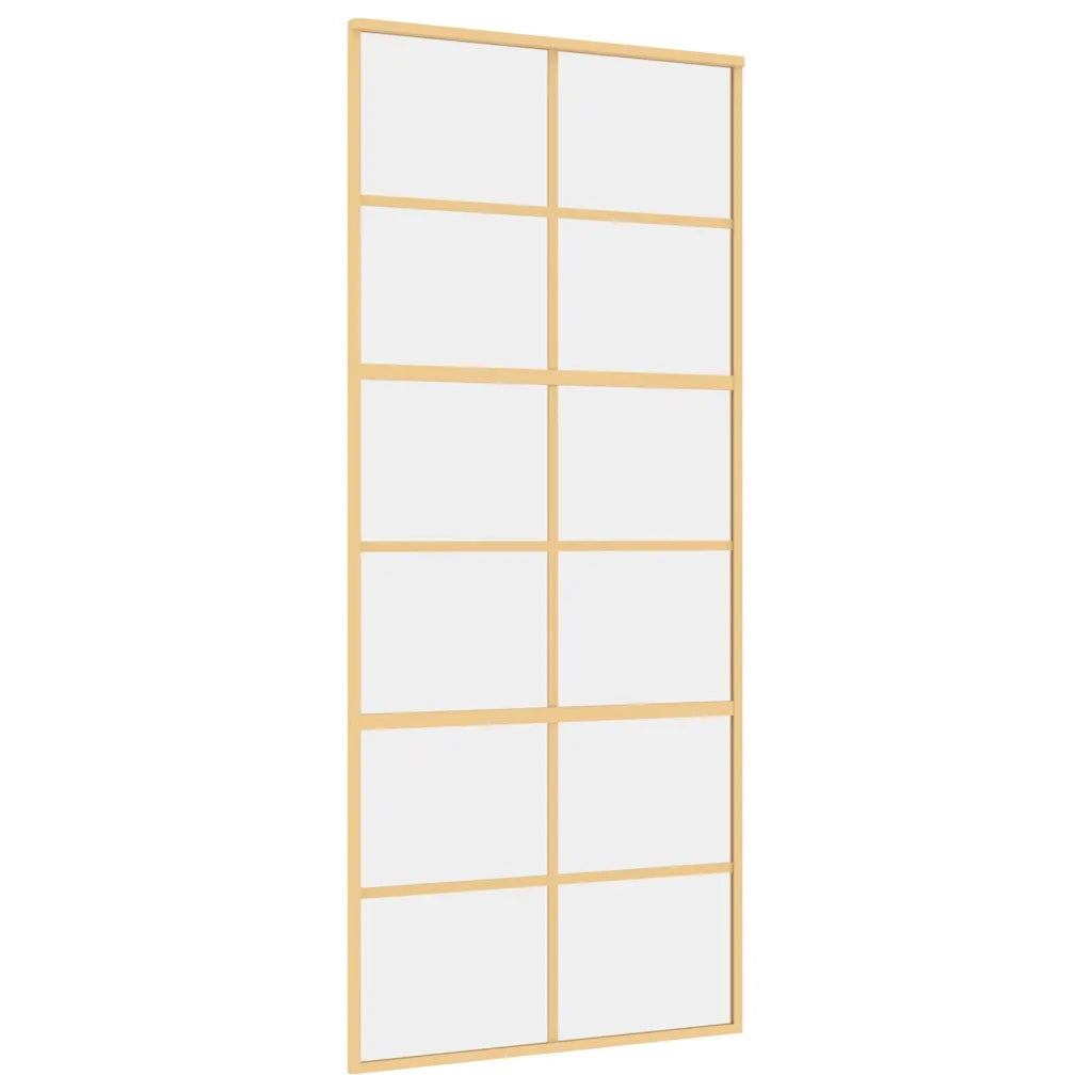 Porta Scorrevole Dorata 90x205 Vetro Trasparente ESG Alluminio