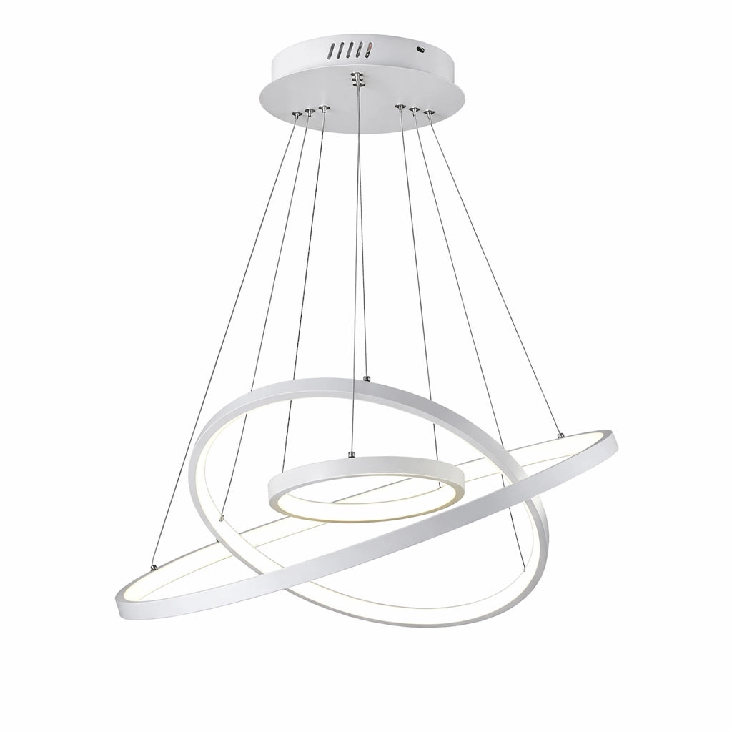 Lampadario LED Moderno a Sospensione con 3 Anelli, 51W 4080LM, CCT Switch luce calda, fredda e naturale, Lampada da Soffitto per Soggiorno Sala da Pranzo