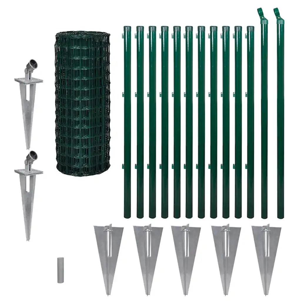 Recinzione da Giardino | Recinzione Europea in Acciaio 25 x 1,0 m Verde