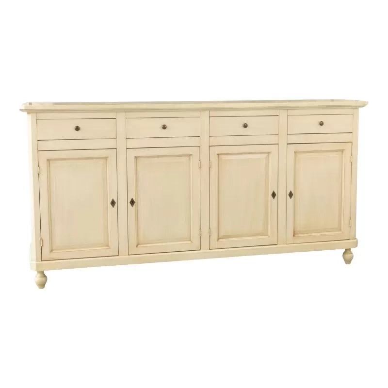 Madia credenza 4 ante 4 cassetti legno shabby avorio 196x43x98h - Mobili 2G