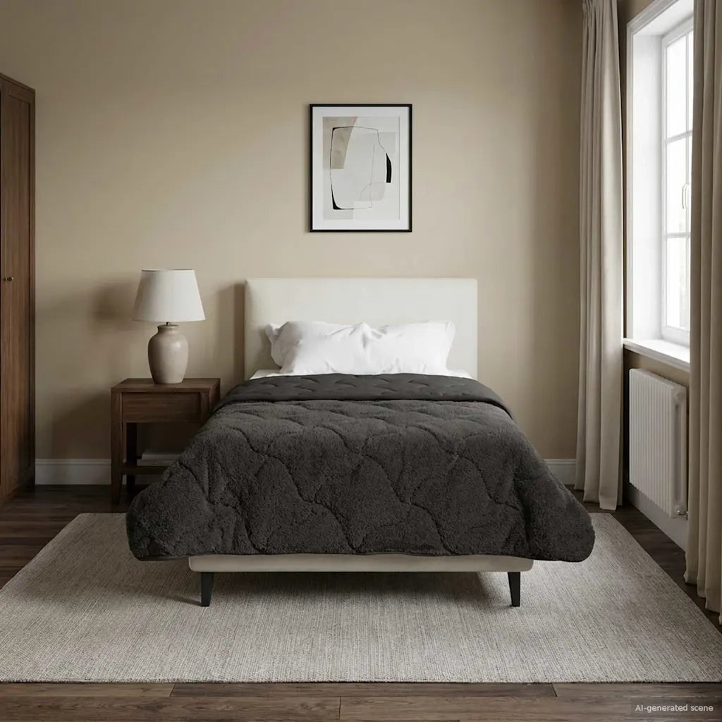 Duvet Invernale Trapuntato Antracite 155 x 200 cm 42026303