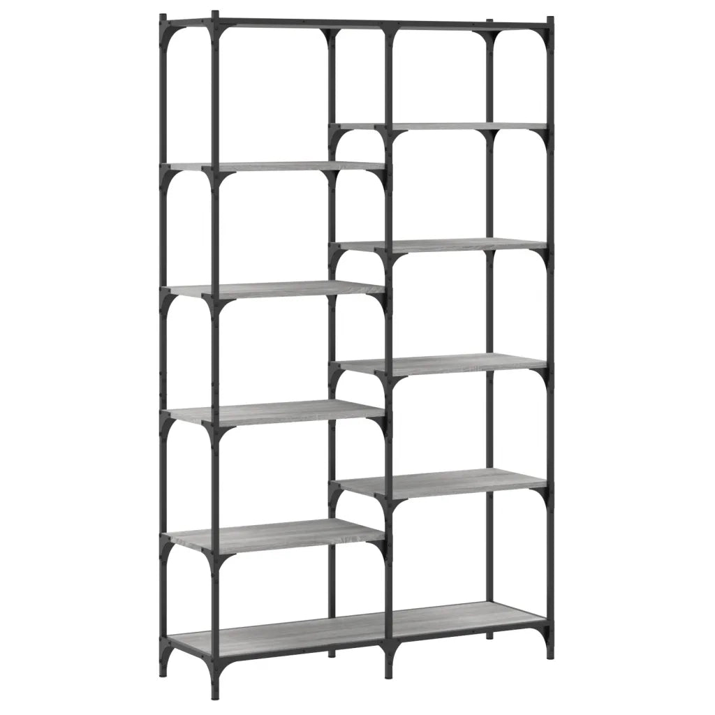 Libreria-Scaffale per Libri-Mobile di Stoccaggio Grigio Sonoma 100x32x170 cm Legno Multistrato e Ferro