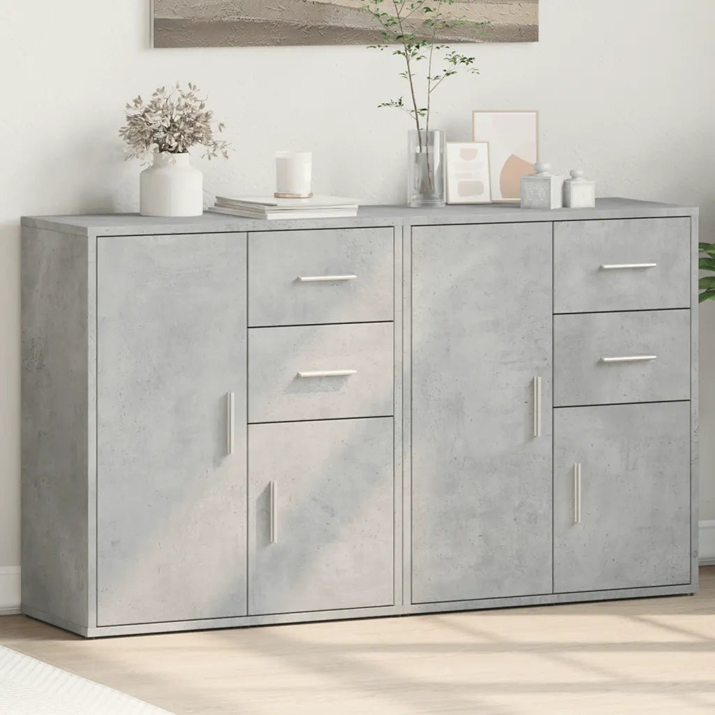 Credenze 2 pz | Madia | Buffet da pranzo | Armadio da pranzo Grigio Cemento 60x31x70 cm in Legno Multistrato