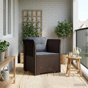 Sedia da giardino-Poltrona a 1 Posto con Cuscini Aspetto Rattan PP Marrone 521054