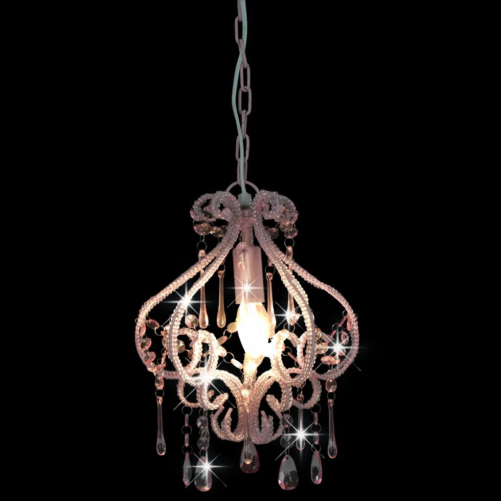 Lampadario con Perle Rosa Rotondo E14 281595