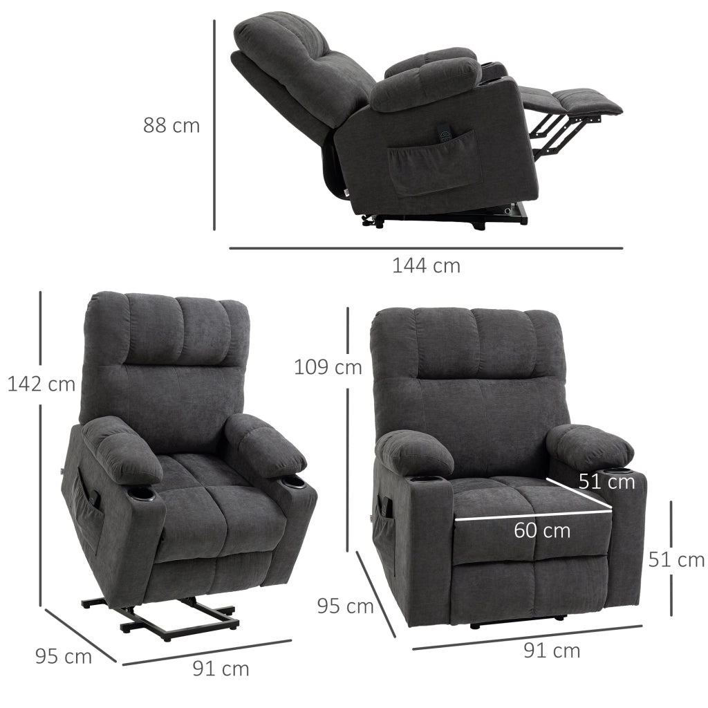 POLTRONA Relax elettrica alzapersona reclinabile massaggio e calore grigio scuro