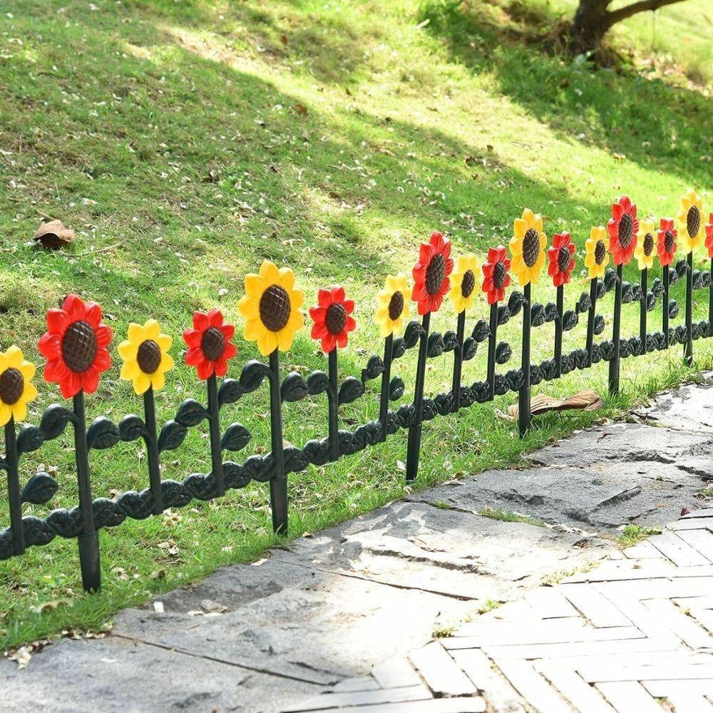 Trade Shop - Recinzione Per Giardino Steccato Forma Fiore In Plastica Arredo Giardino 33x62cm -