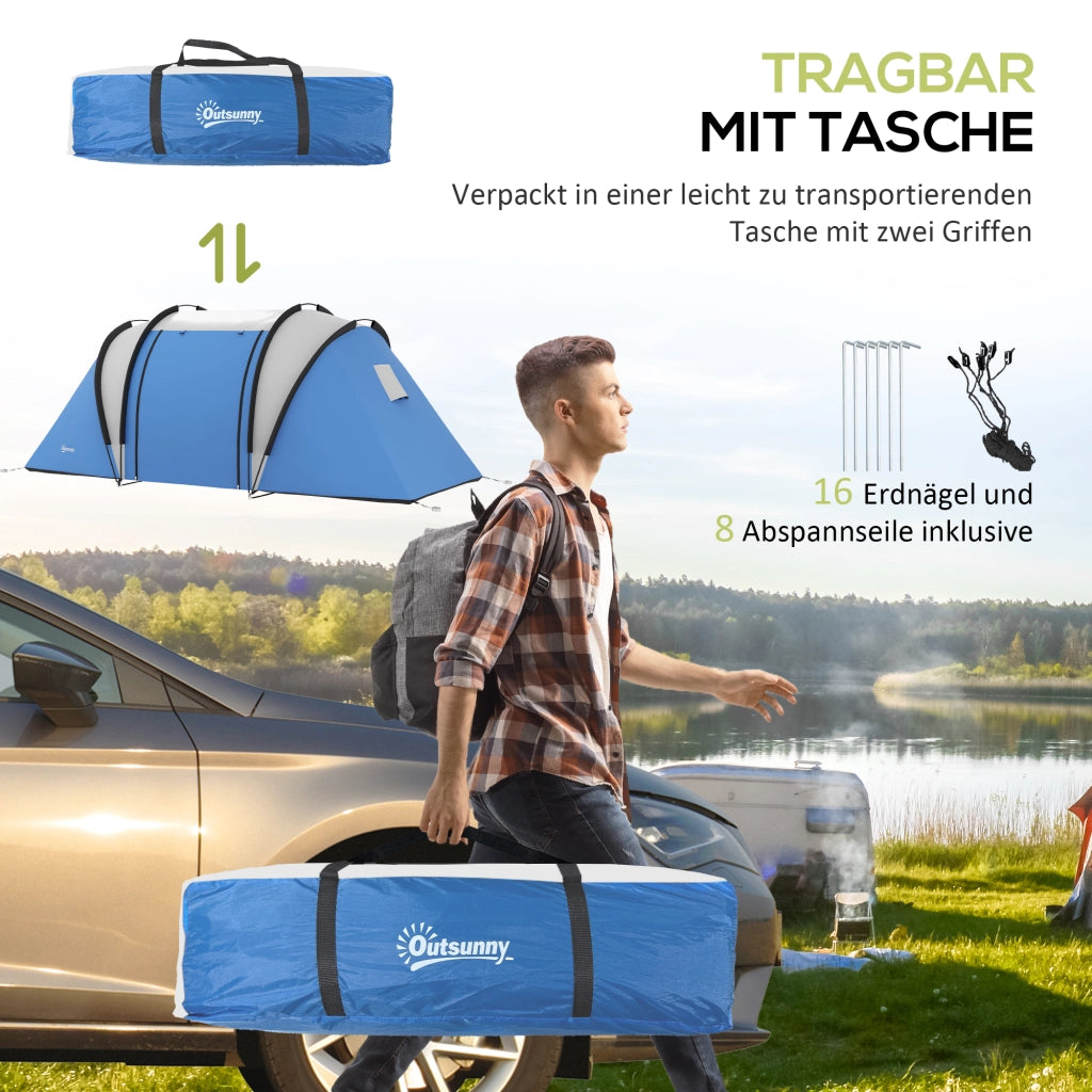 Tenda da campeggio per 4-5 persone impermeabile 3 stanze blu ¨C zephmum