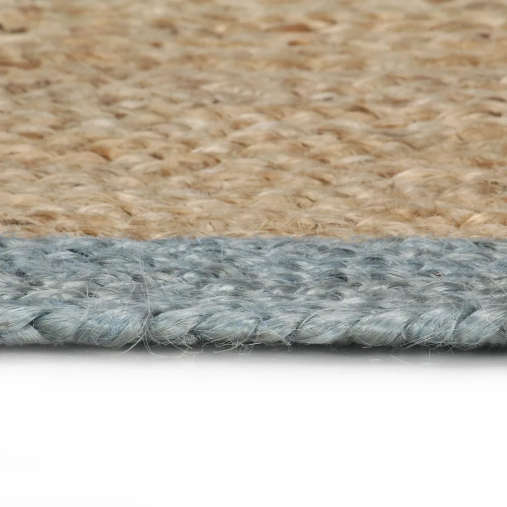 Tappeto Lavorato a Mano in Juta con Bordo Verde Oliva 120 cm 133681