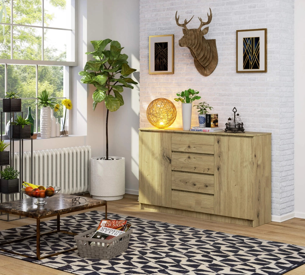 Cassettiera AKORD K160 Quercia Artisan 160 cm 2 ante 4 cassetti 160x40x99 cm