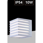 Trade Shop - Applique Muro Esterno Led 10w Lampada Decorativa Strisce Cubo Bianco Ip54 B110-b - -bianco Caldo      -