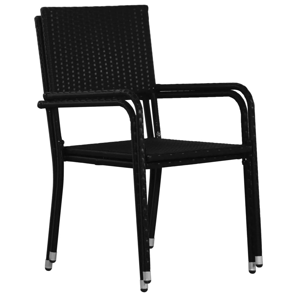 Sedie da Pranzo da Giardino 6pz Impilabili Nere in Polyrattan 318722