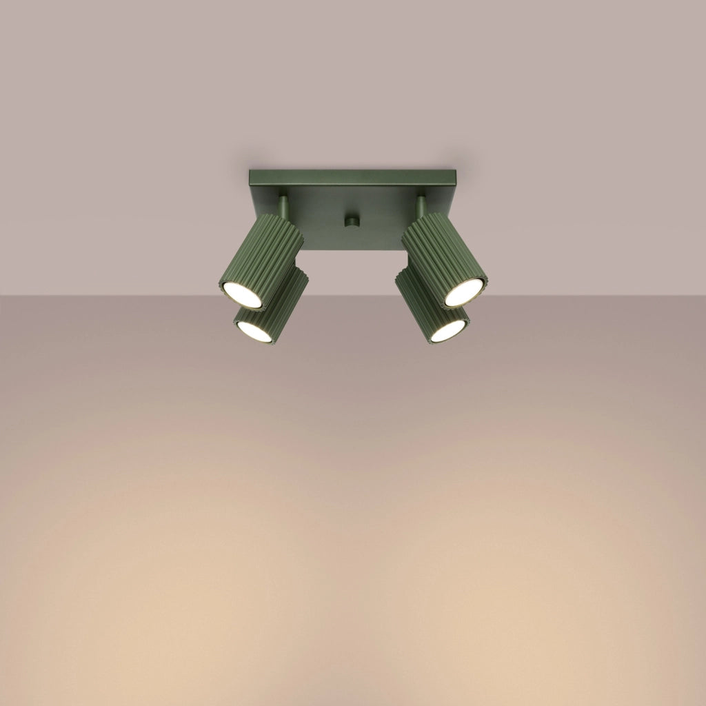 Plafoniera quadrata moderna verde oliva 25cm 4xGU10 GRAVIO