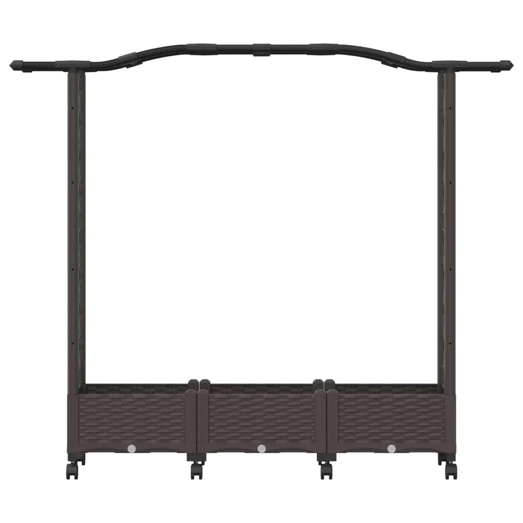 Letto rialzato con traliccio e ruote Marrone 169 x 40 x 129 cm 3423096