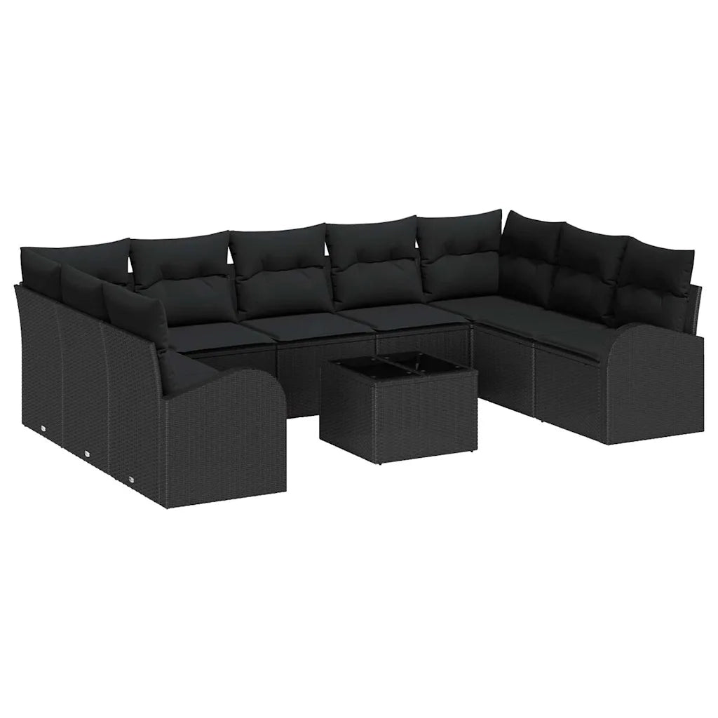 Set Divano da Giardino con cuscino 10 pcs Nero polyrattan 3354882